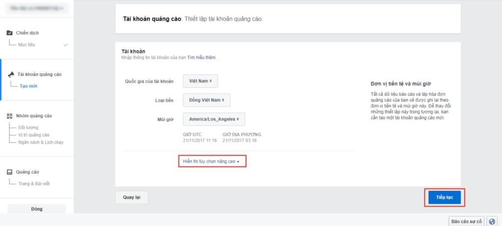 Bước 2: Cách tạo tài khoản chạy quảng cáo Facebook