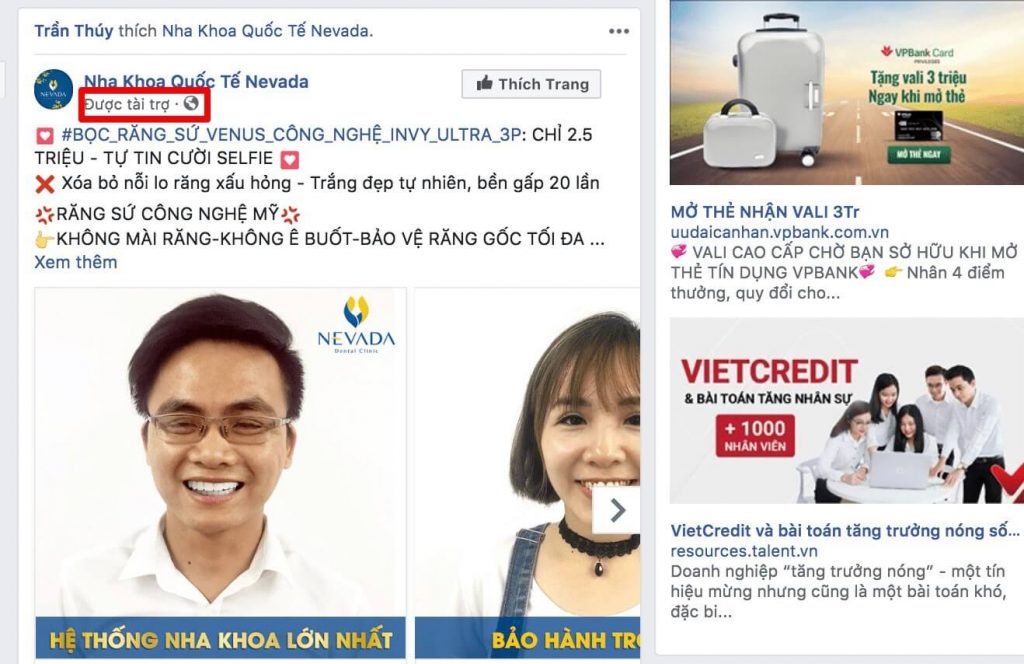 Sponsored - Quảng cáo Facebook được tài trợ